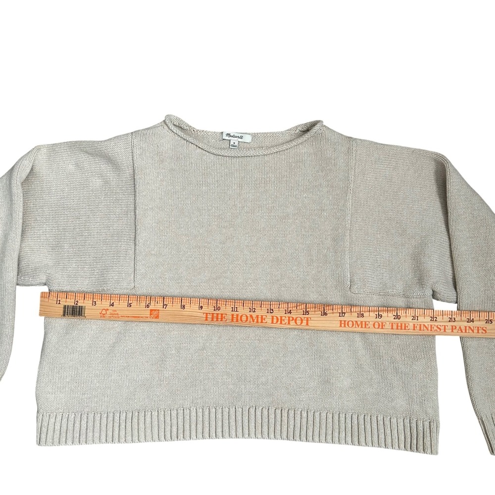 Madewell Womens‎ Cotton Boxy Pullover Sweater Beige Cream Beachy Coastal Medium - Picture 5 of 8